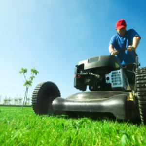 Monthly Landscaping Packages Woodstock GA - The Complete Guide to Monthly Landscaping Packages - man with red cap mowing the grass using a black lawnmower