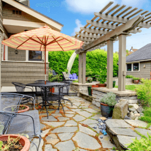 landscaping rocks woodstock ga - What are the Different Types of Landscaping Rocks and Their Uses - a patio wher flagstones and other rocks were used